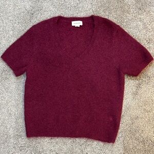 Calvin Klein Short Sleeve Knit Sweater- Burgandy- Womens Medium